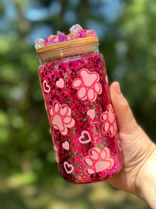 Pink Paw Print Tumbler